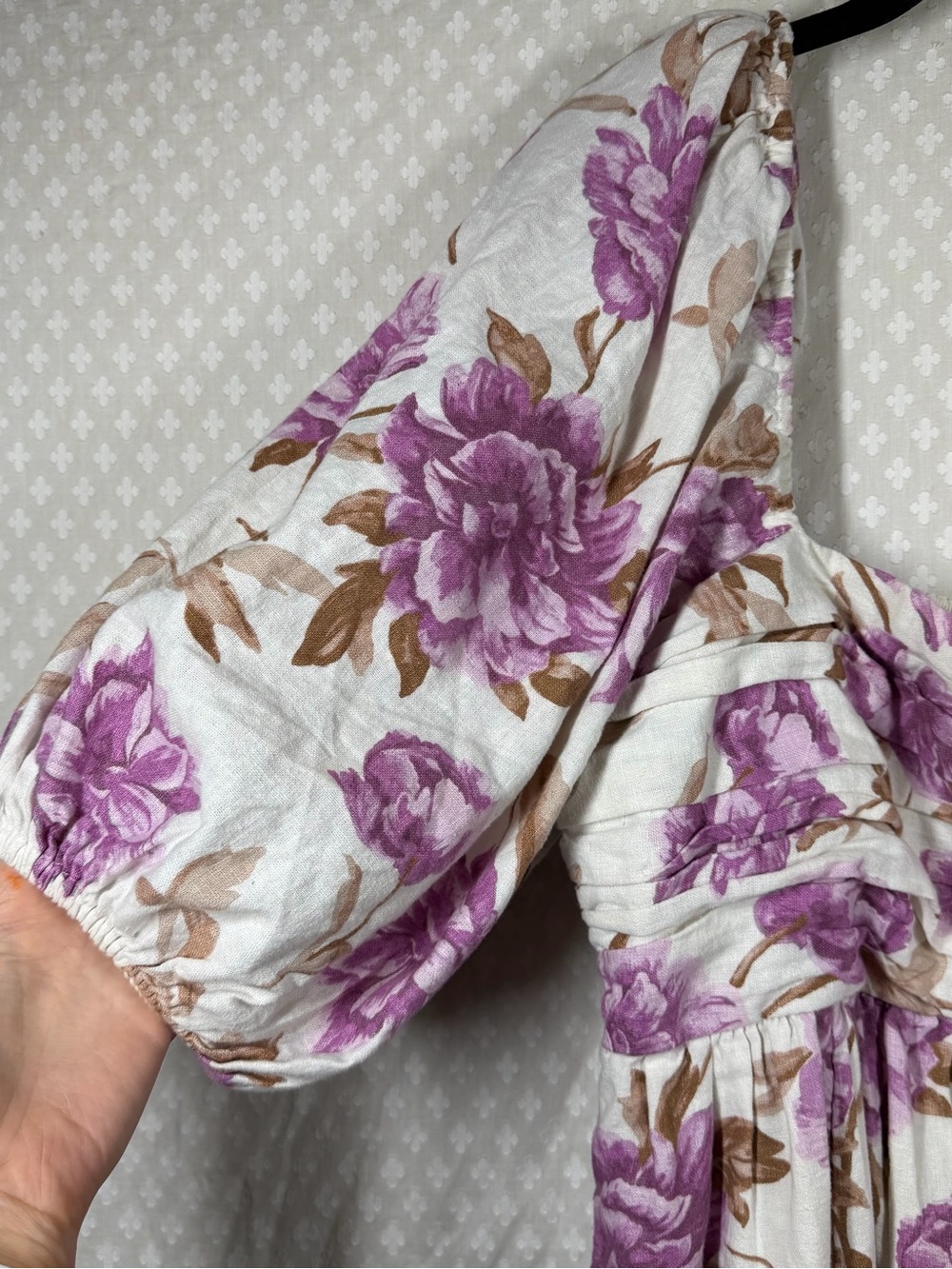 Abercrombie & Fitch Purple White Floral Linen Blend Emerson Mini Dress - Picture 5 of 7